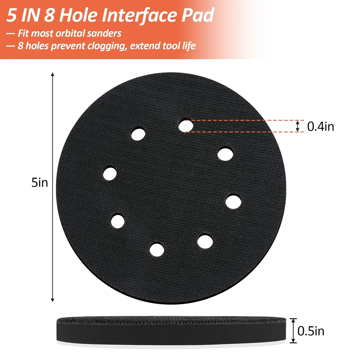 Mkobon 5 Inch Foam Sanding Pads 4-Pack | 12.7 cm (5 Inch) 8-Hole Interface Pads for Orbital Sanders - view 2