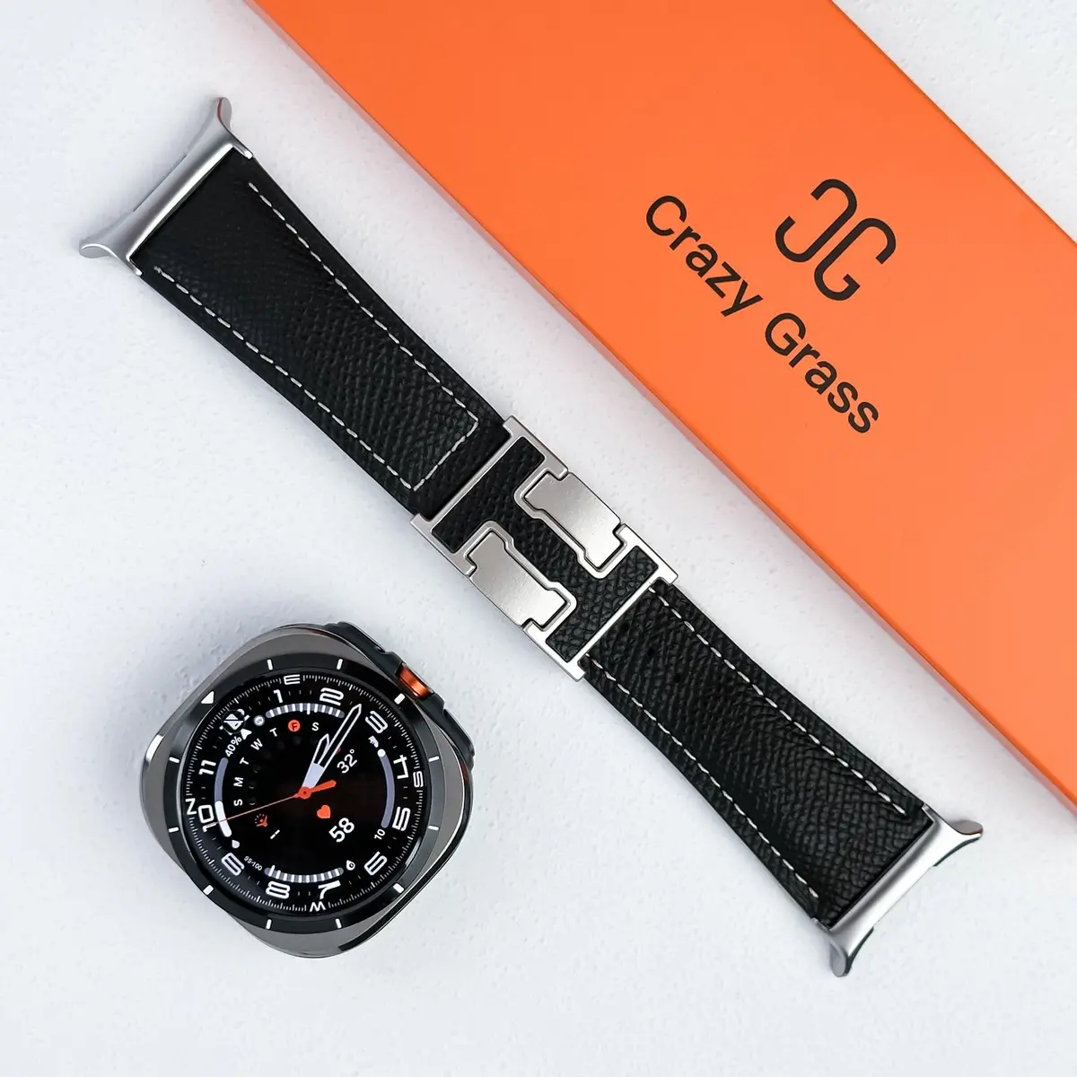 CrazyGrass Magnetic Leather Band Compatible with Samsung Galaxy Watch Ultra 2/Ultra 47mm | Genuine Leather with H-Shaped Magnetic Clasp - view 7