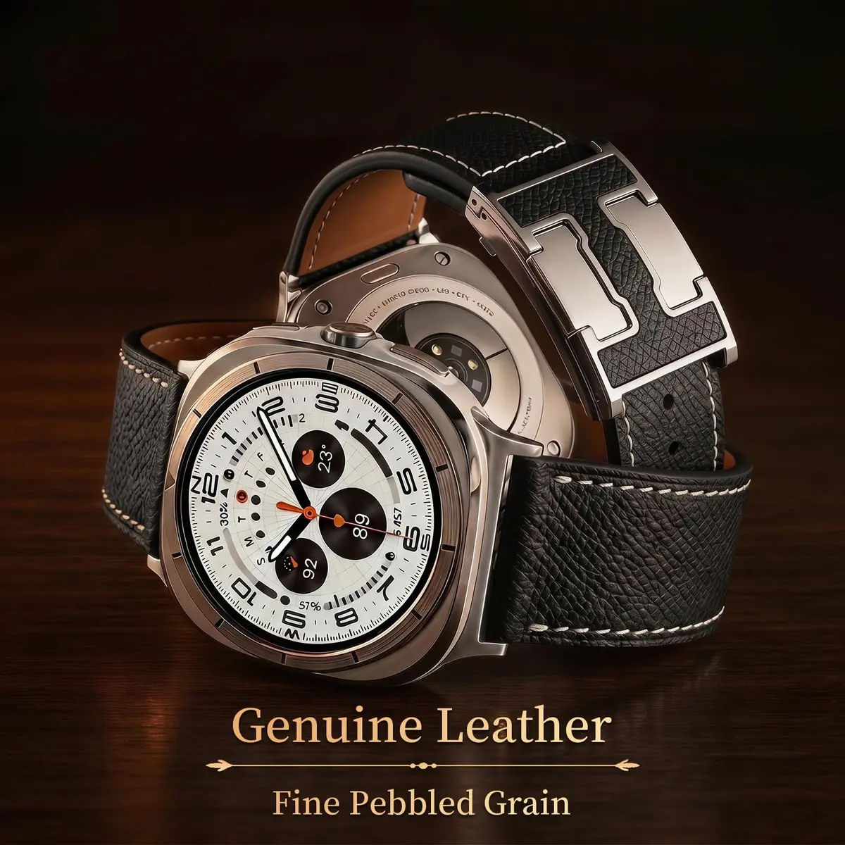 CrazyGrass Magnetic Leather Band Compatible with Samsung Galaxy Watch Ultra 2/Ultra 47mm | Genuine Leather with H-Shaped Magnetic Clasp - view 2