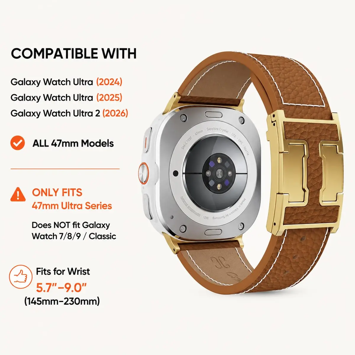 CrazyGrass Leather Band Compatible with Galaxy Watch Ultra 47mm | Magnetic Clasp, Genuine Leather - view 5