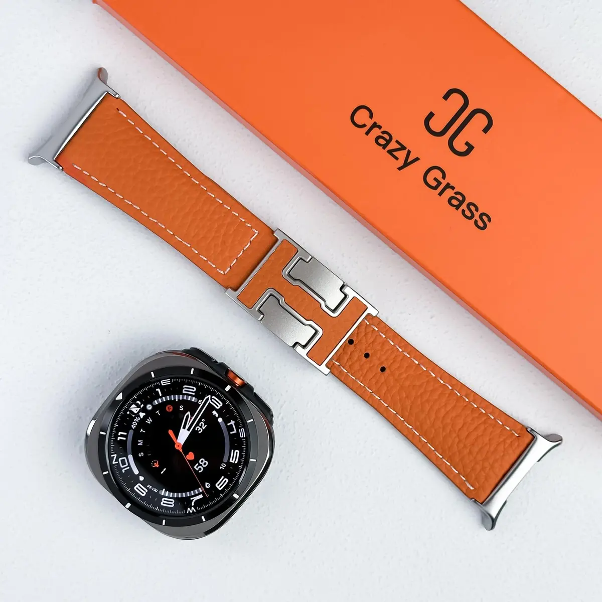 CrazyGrass Leather Band Compatible with Galaxy Watch Ultra 47mm | Magnetic Clasp, Genuine Leather - view 7