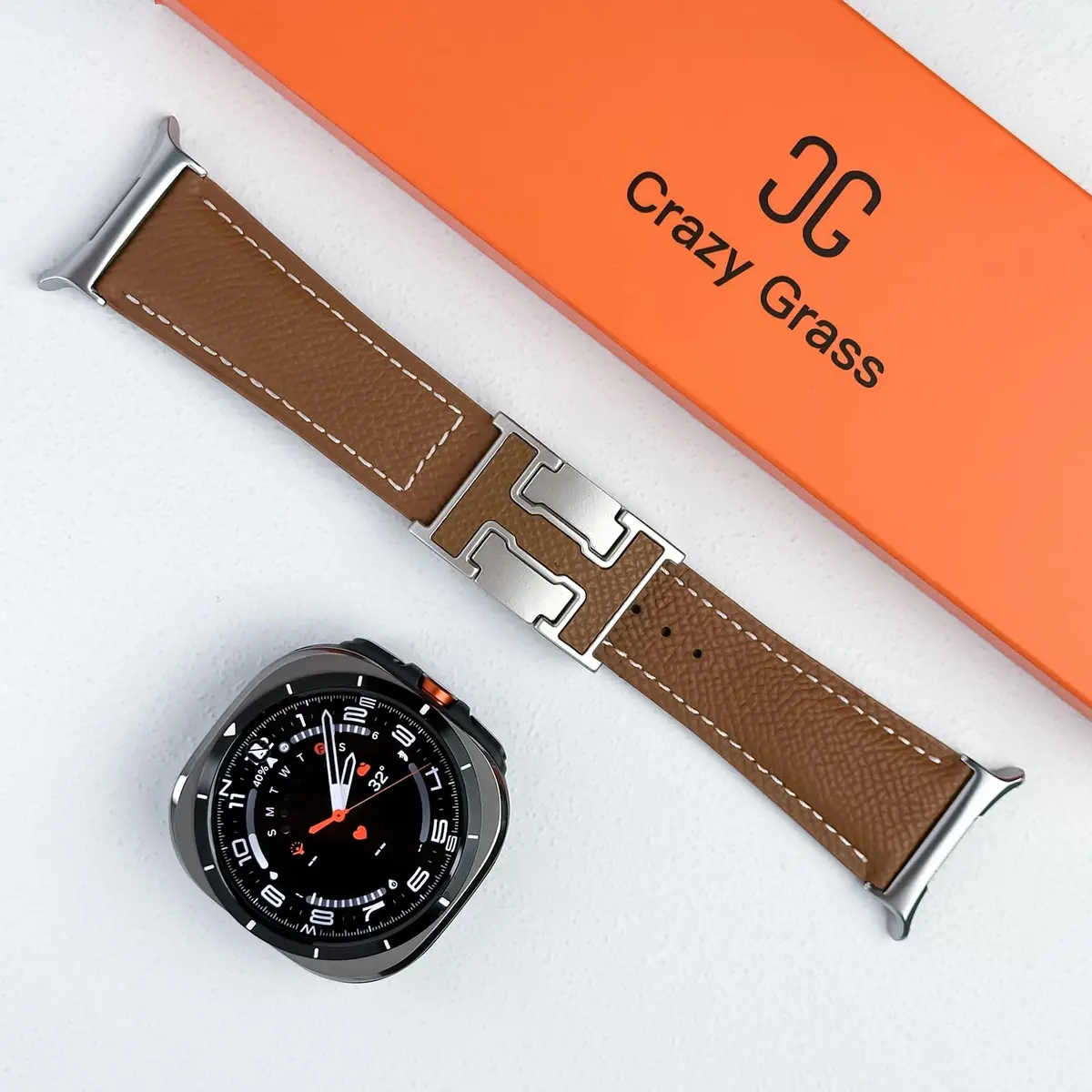 CrazyGrass Leather Band Compatible with Galaxy Watch Ultra 2/ Ultra Bands 47mm | Genuine Leather with Magnetic Clasp - view 7