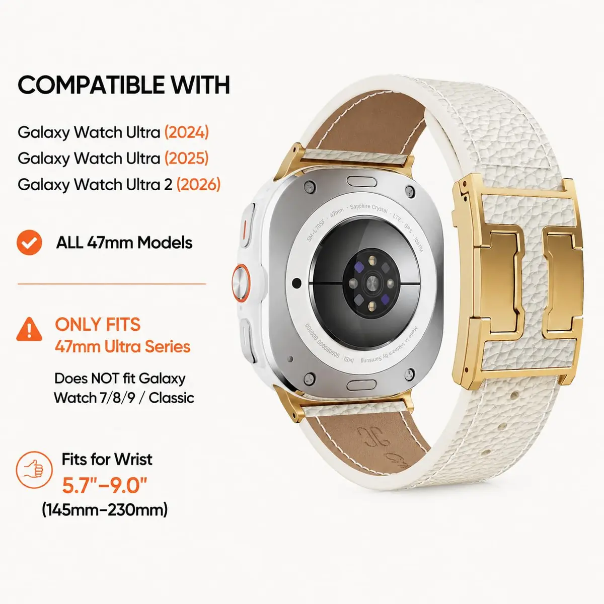 CrazyGrass Leather Band Compatible with Galaxy Watch Ultra 47mm | Genuine Leather with Magnetic Clasp - view 5