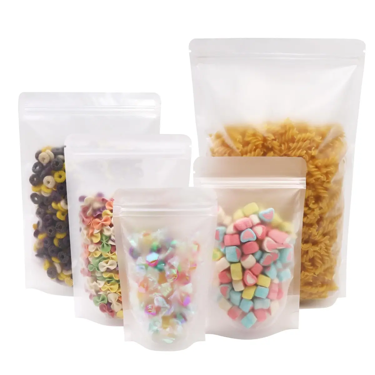 SumDirect 100Pcs 6x8.6 inches Matte Zipper Resealable Stand Up Snack Food Tea Packing Pouch Bag - main product image