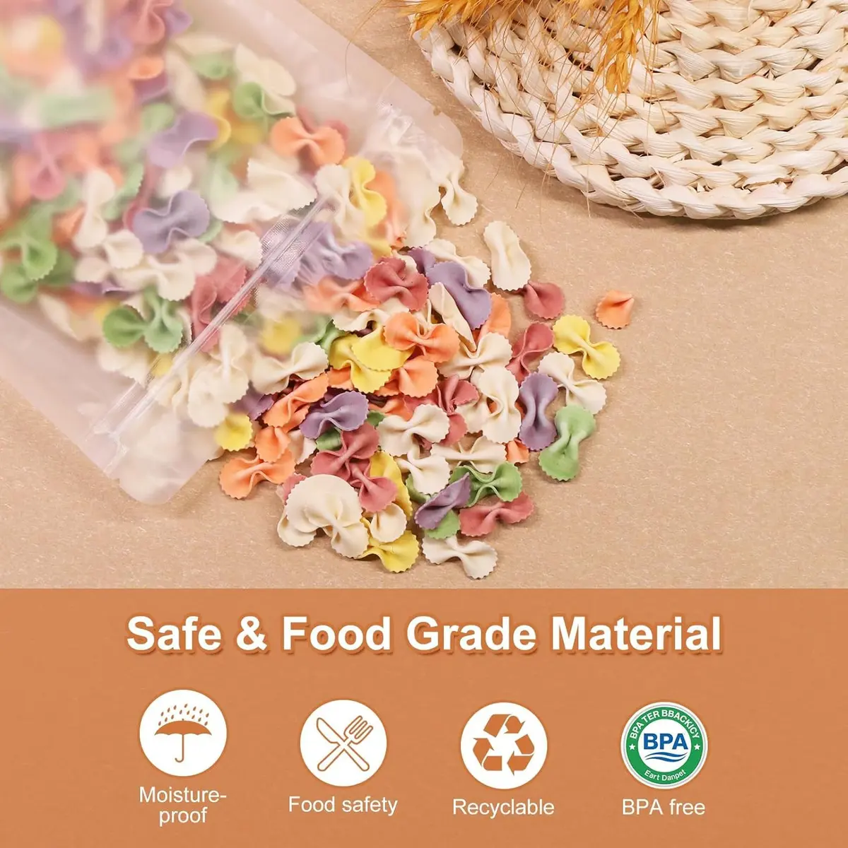SumDirect 100Pcs 6x8.6 inches Matte Zipper Resealable Stand Up Snack Food Tea Packing Pouch Bag - view 5