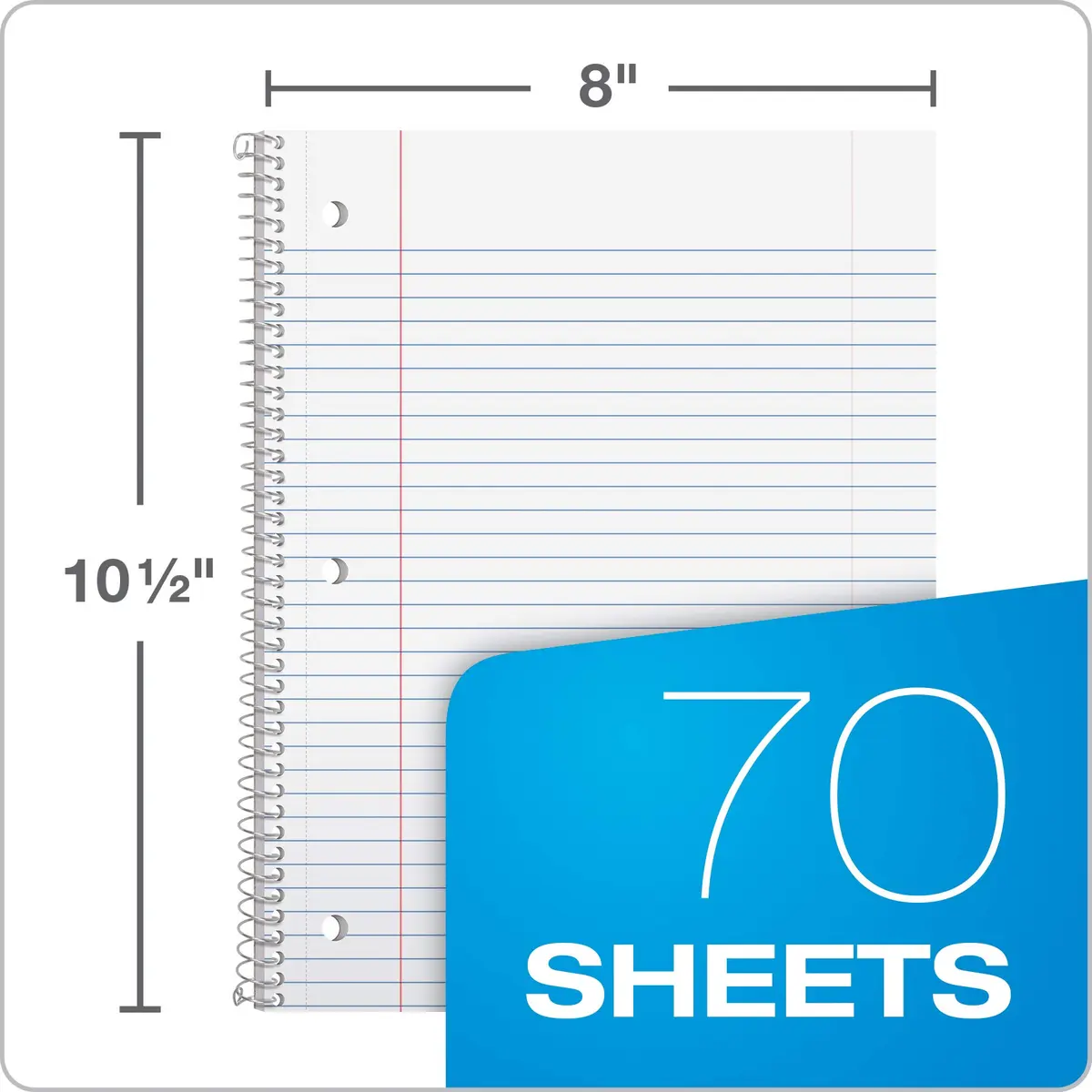 Oxford Spiral Notebook, 1 Subject, College Ruled Paper, 8 x 10-1/2 Inch | Pastel Pink, Orange, Yellow, Green, Blue & Purple, 70 Sheets - view 2