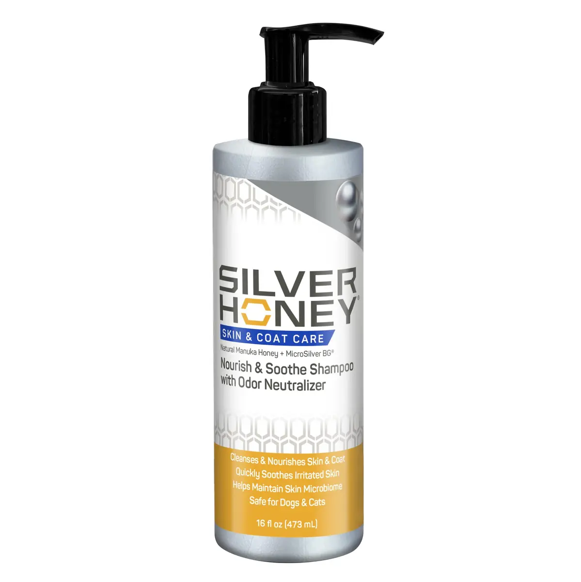 Silver Honey Skin & Coat Care Nourish & Soothe Shampoo 16 fl oz | Gentle, pH-Balanced, Odor Neutralizer for Dogs & Cats - main product image