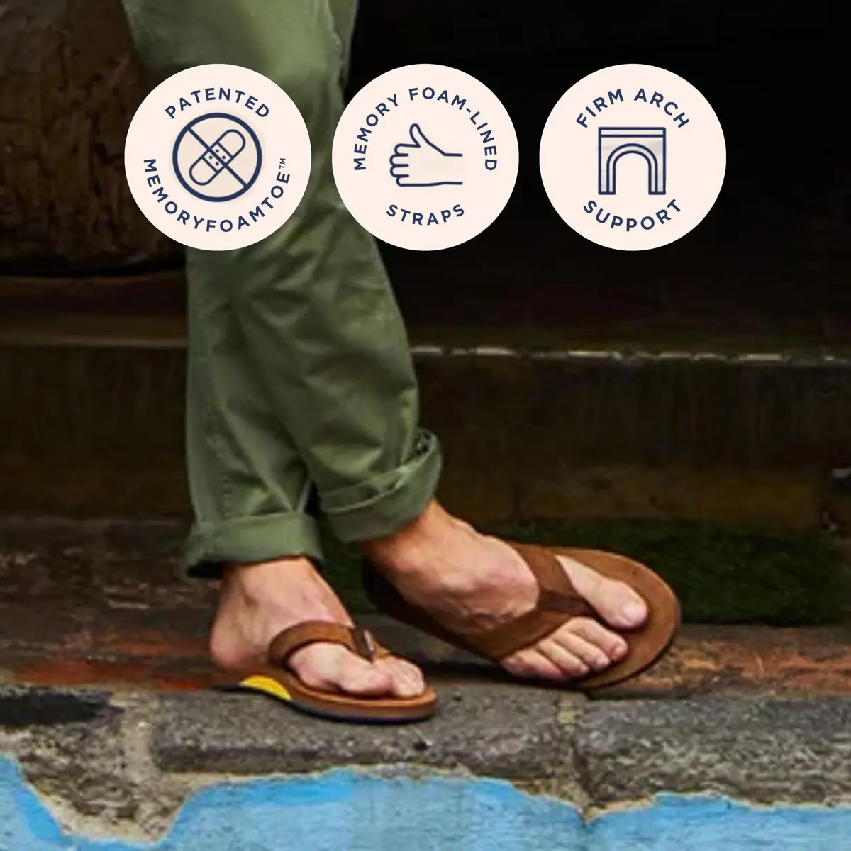 Hari Mari Fields Men's Nubuck Leather Flip Flops Size 12 | No Break Ins, Firm Arch Support, Soft EVA Midsole - view 2