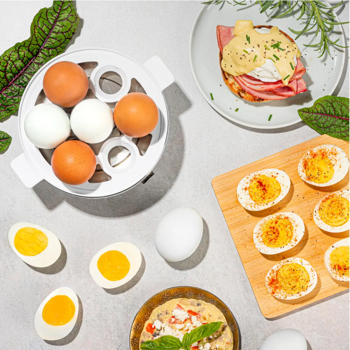 AROMA Overly Easy Egg Cooker, Steamer & Poacher | XL Capacity Fits 7 Eggs, Blue - view 6
