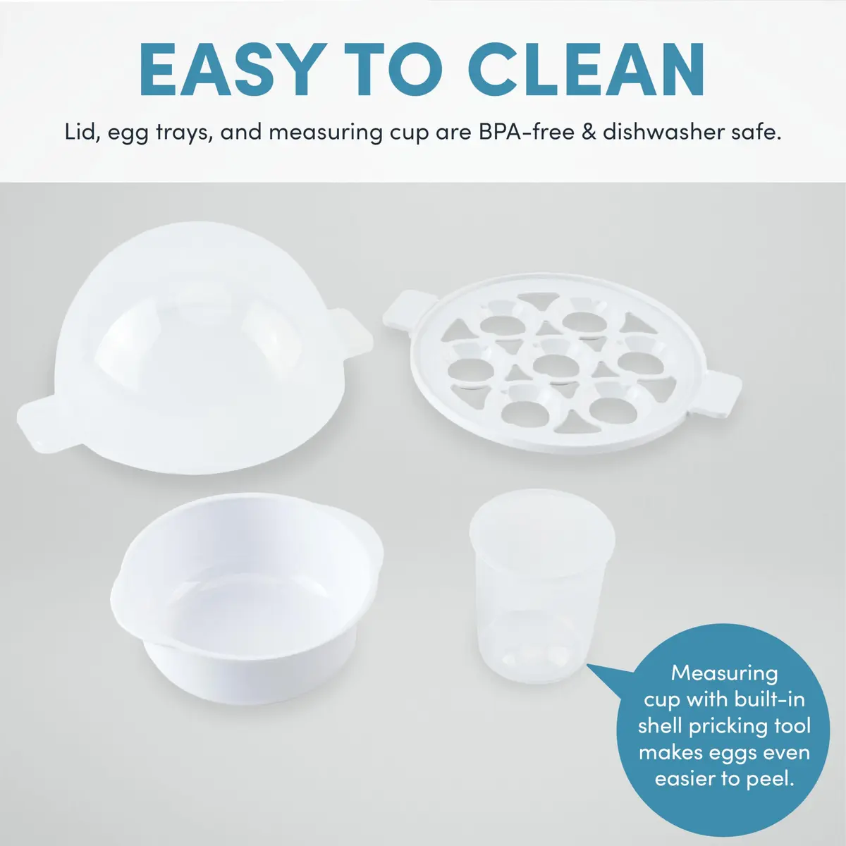 AROMA Overly Easy Egg Cooker, Steamer & Poacher | XL Capacity Fits 7 Eggs, Blue - view 3