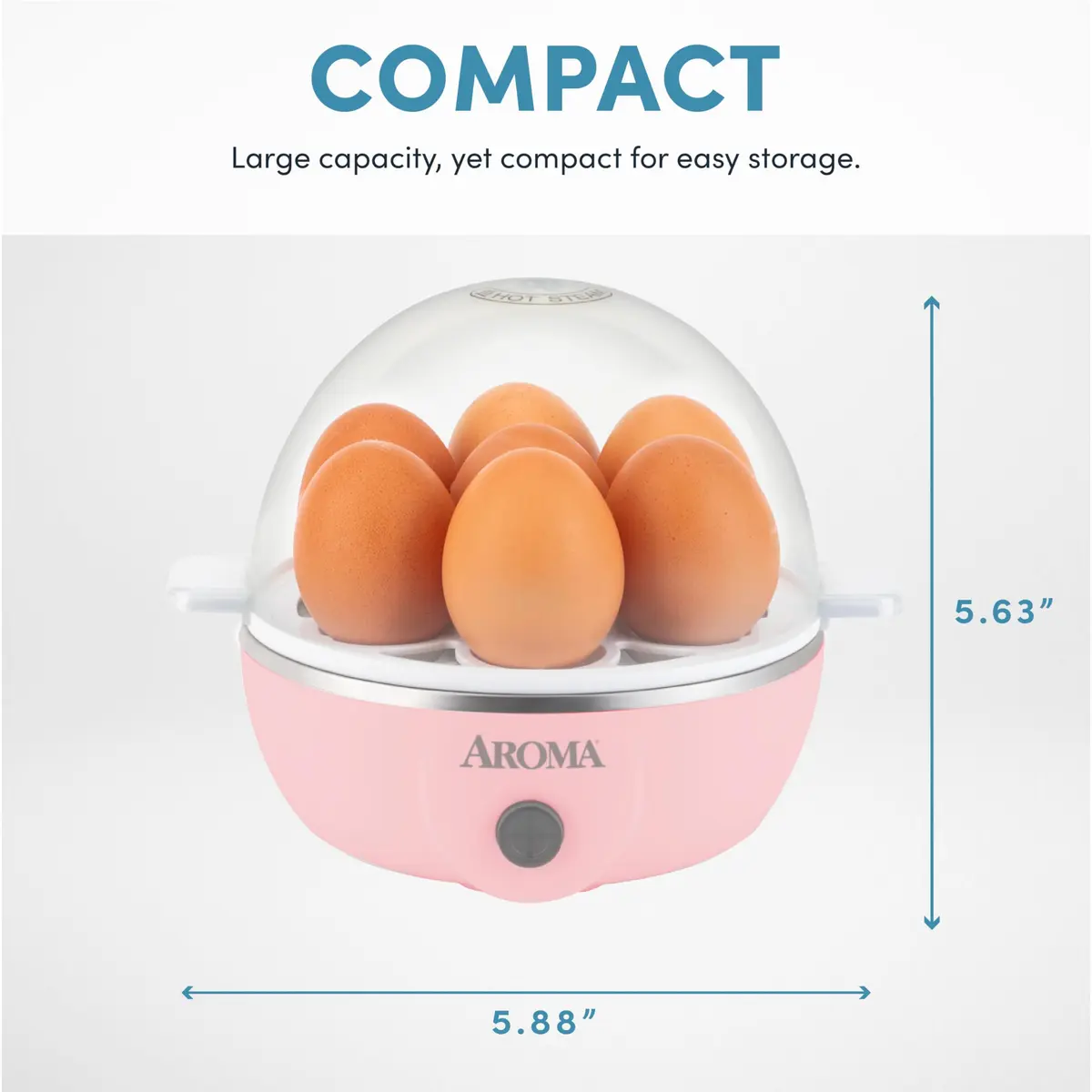 AROMA Overly Easy Egg Cooker Pink | XL Capacity Fits 7 Eggs, No Timer Needed - view 5