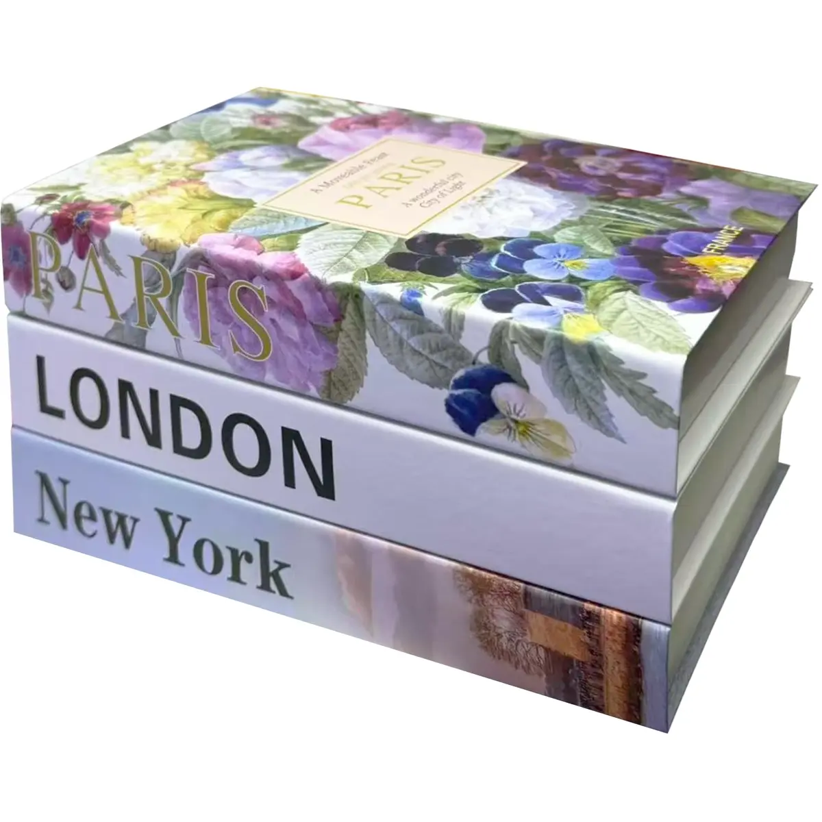 chaojiniubee Decorative Faux Book Set for Room Décor, Coffee Table Décor, Bookshelf, Living Room TV Stand, White (3 Pcs, 28.6cm L x 39.8cm H x 2cm W) - main product image