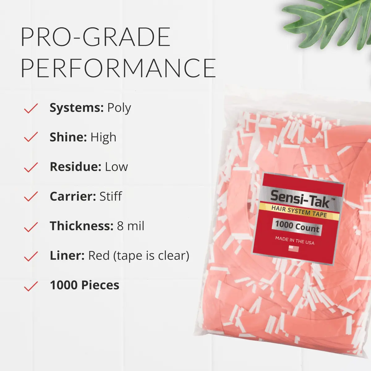 Walker Tape Sensi-Tak C Contour 1000 Pieces for Wig Installs, Lace Systems, Toupee Applications, Hair Tape Prep and Adhesive Strips Use Offering Extended Wear Hold, Low Residue Removal, Skin-Safe - view 4