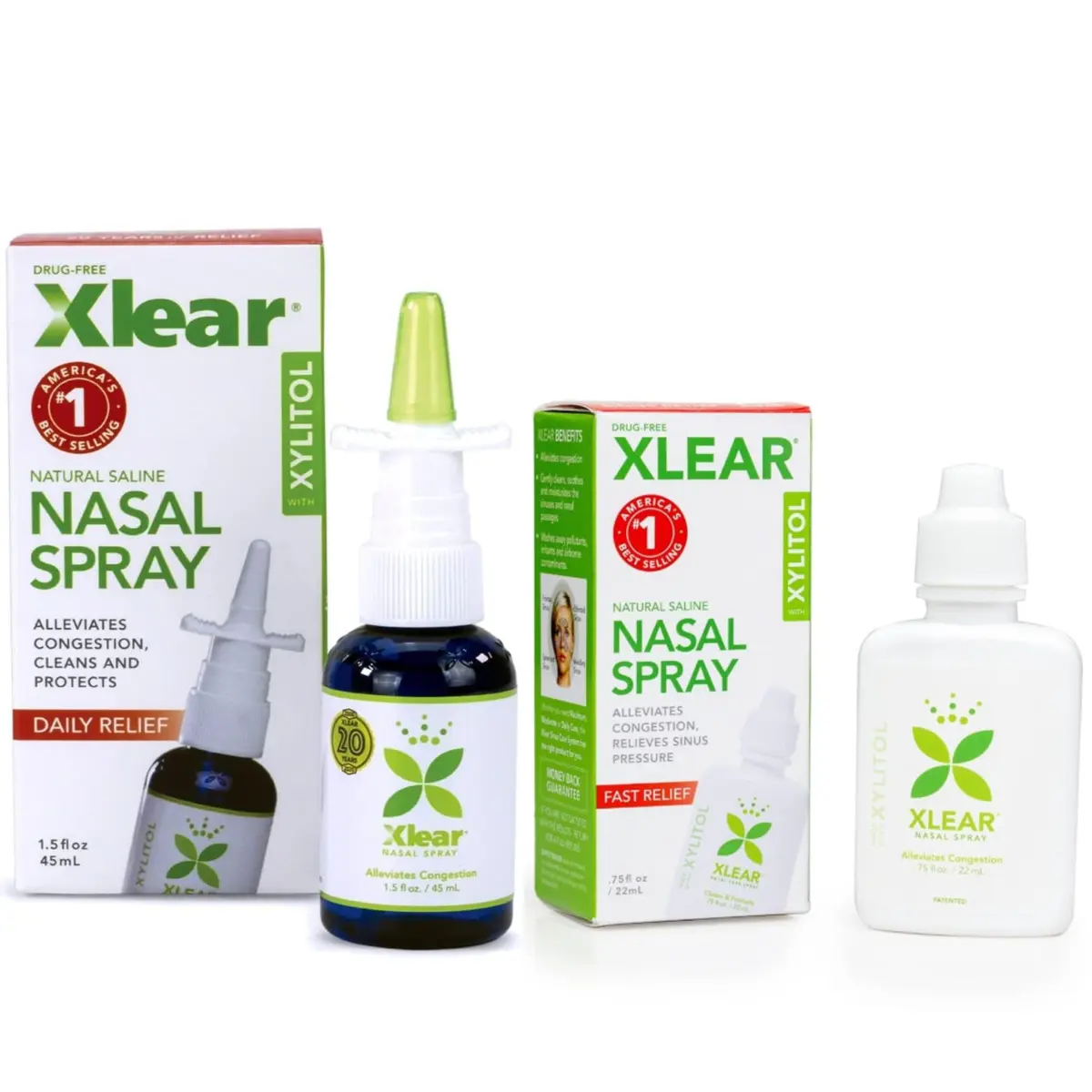 Xlear Xylitol Nasal Spray Regular and Travel Size Bundle (Pack of 2) | Moisturizes & Cleanses Sinus Passages - main product image