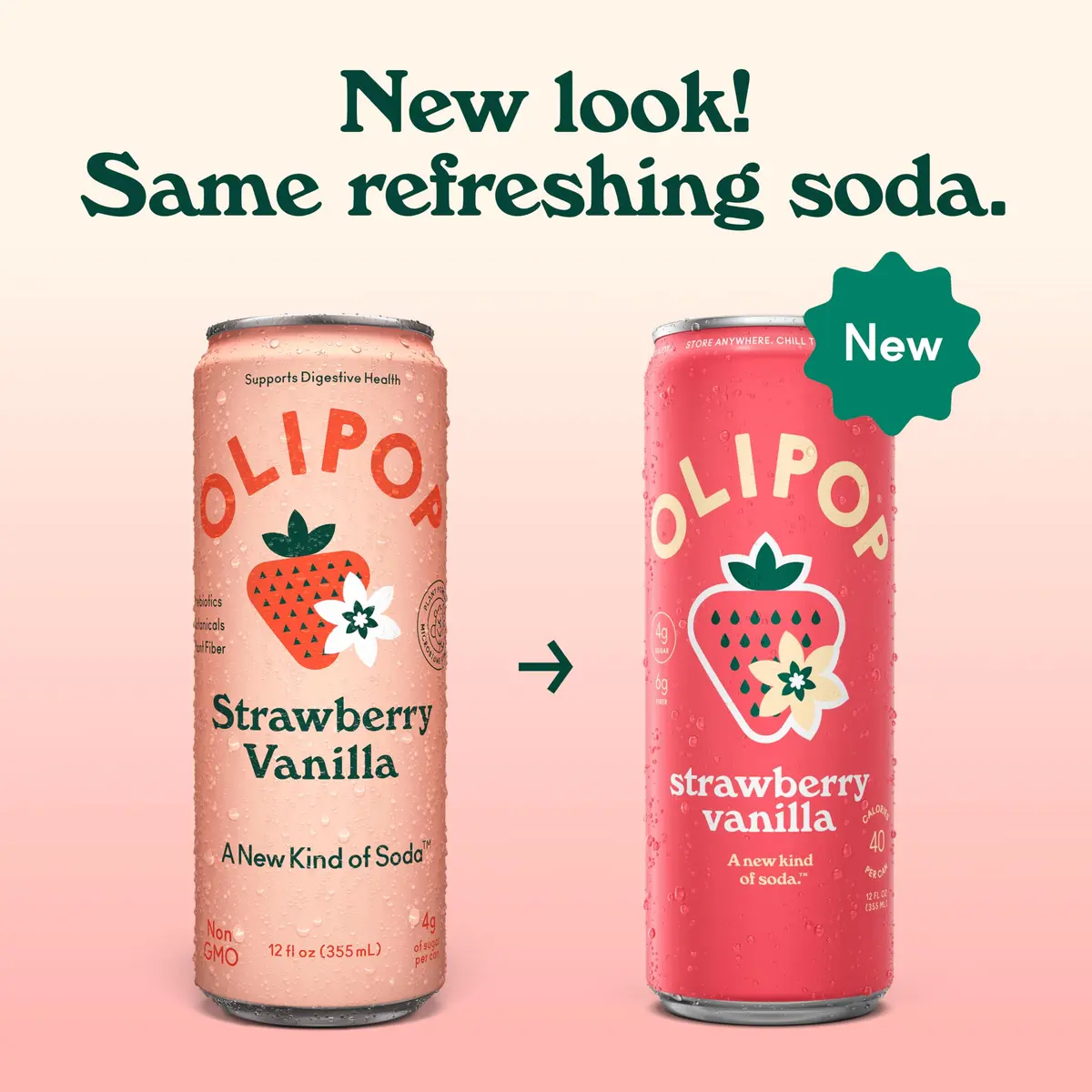 OLIPOP Strawberry Vanilla Prebiotic Soda 12 Fl Oz | Gut-Friendly, Delicious & Refreshing - view 2
