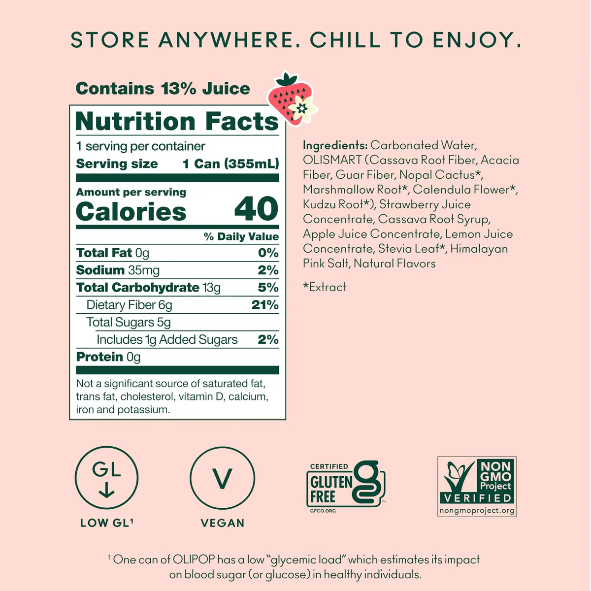OLIPOP Strawberry Vanilla Prebiotic Soda 12 Fl Oz | Gut-Friendly, Delicious & Refreshing - view 4