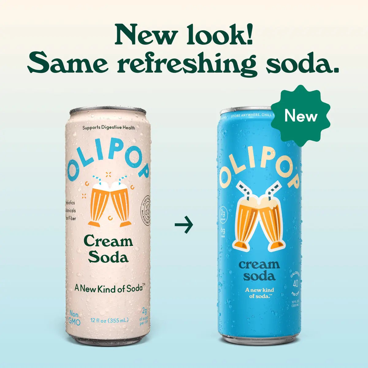 OLIPOP Cream Soda 12 Fl Oz | Prebiotic Fiber & Natural Vanilla Flavor (70-120 chars) - view 2