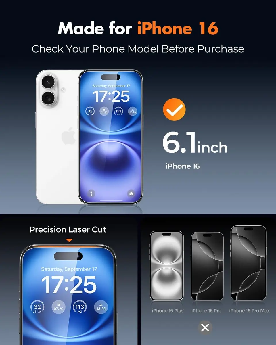 UNBREAKcable for iPhone 16 Screen Protector 6.1 inch | Military-Grade Impact Resistance - view 2