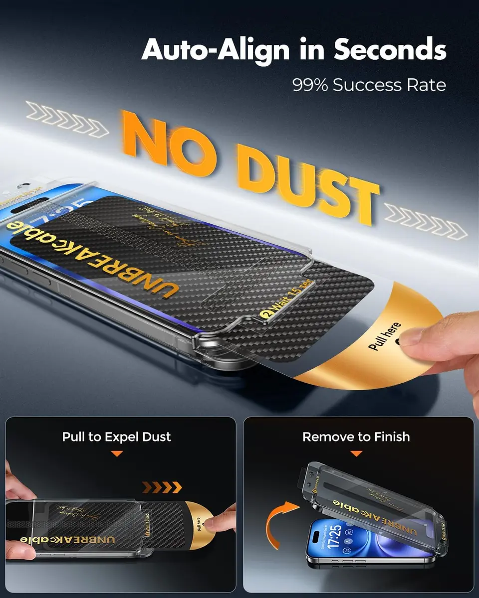 UNBREAKcable for iPhone 16 Screen Protector 6.1 inch | Military-Grade Impact Resistance - view 4