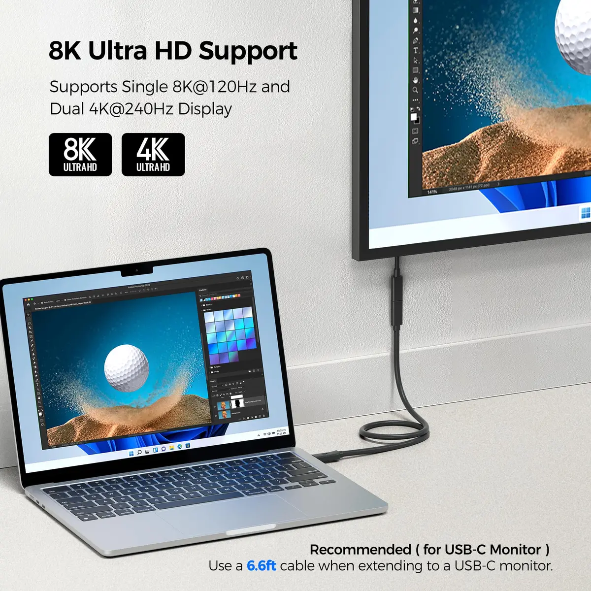 Cable Matters 80Gbps USB4 Extension Cable, 0.5m (1.6ft) | Thunderbolt 5 Compatible - view 3