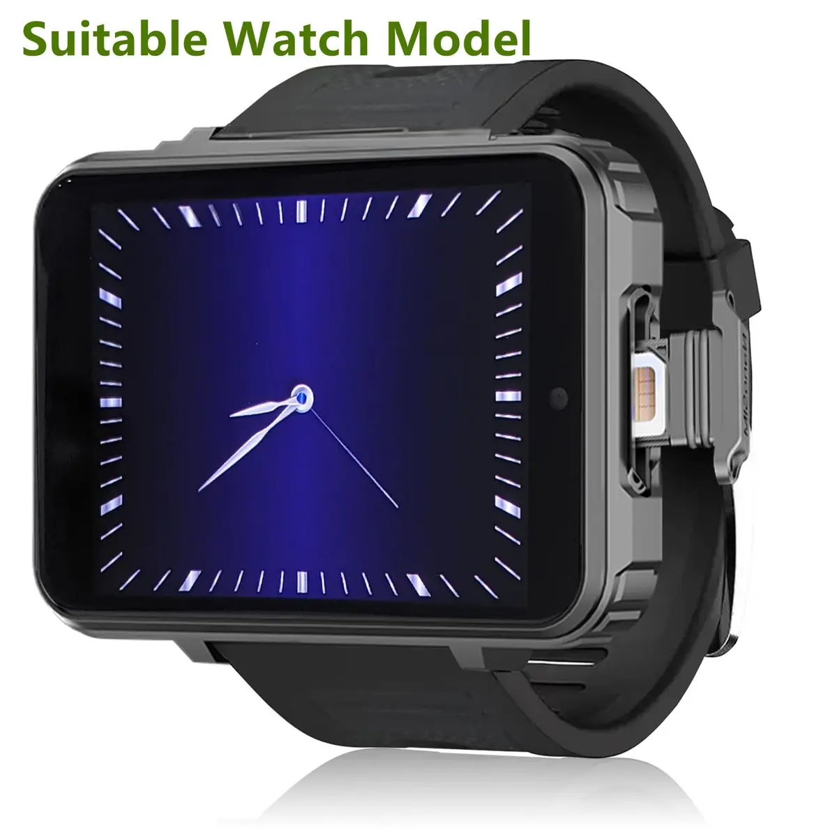 Rainbuvvy Wrist Strap Replacement Strap for 2.4 inch Large Screen Smartwatch | Original Black Plastic Band - view 3