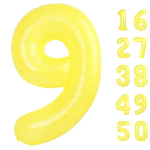 Kelfuoya Macaron Yellow Number 6 Foil Balloon | Giant 101.6cm (40 Inch) Birthday Party Decor - main product image