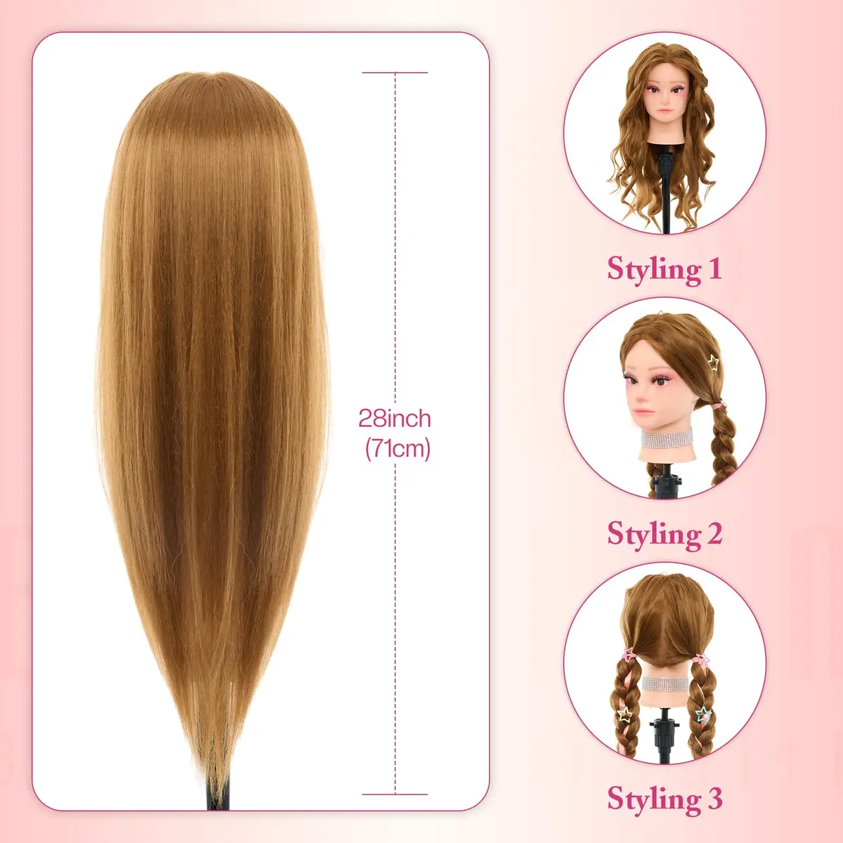 Neverland Beauty & Health Mannequin Head Human Hair 28" | Cosmetology & Styling Practice - view 6