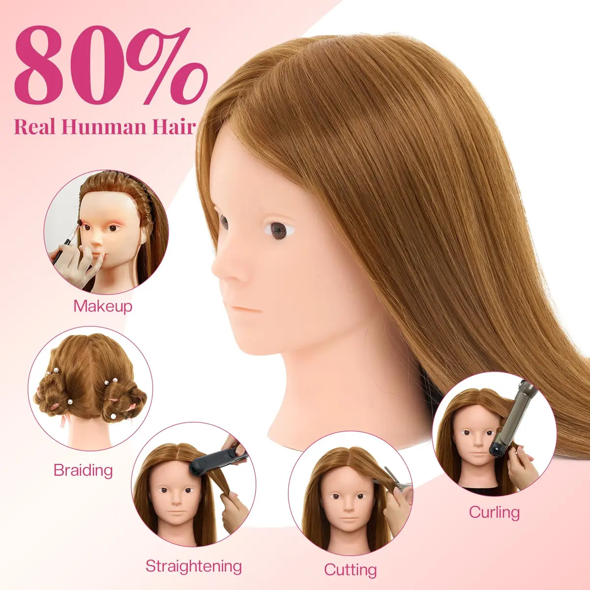 Neverland Beauty & Health Mannequin Head Human Hair 28" | Cosmetology & Styling Practice - view 4