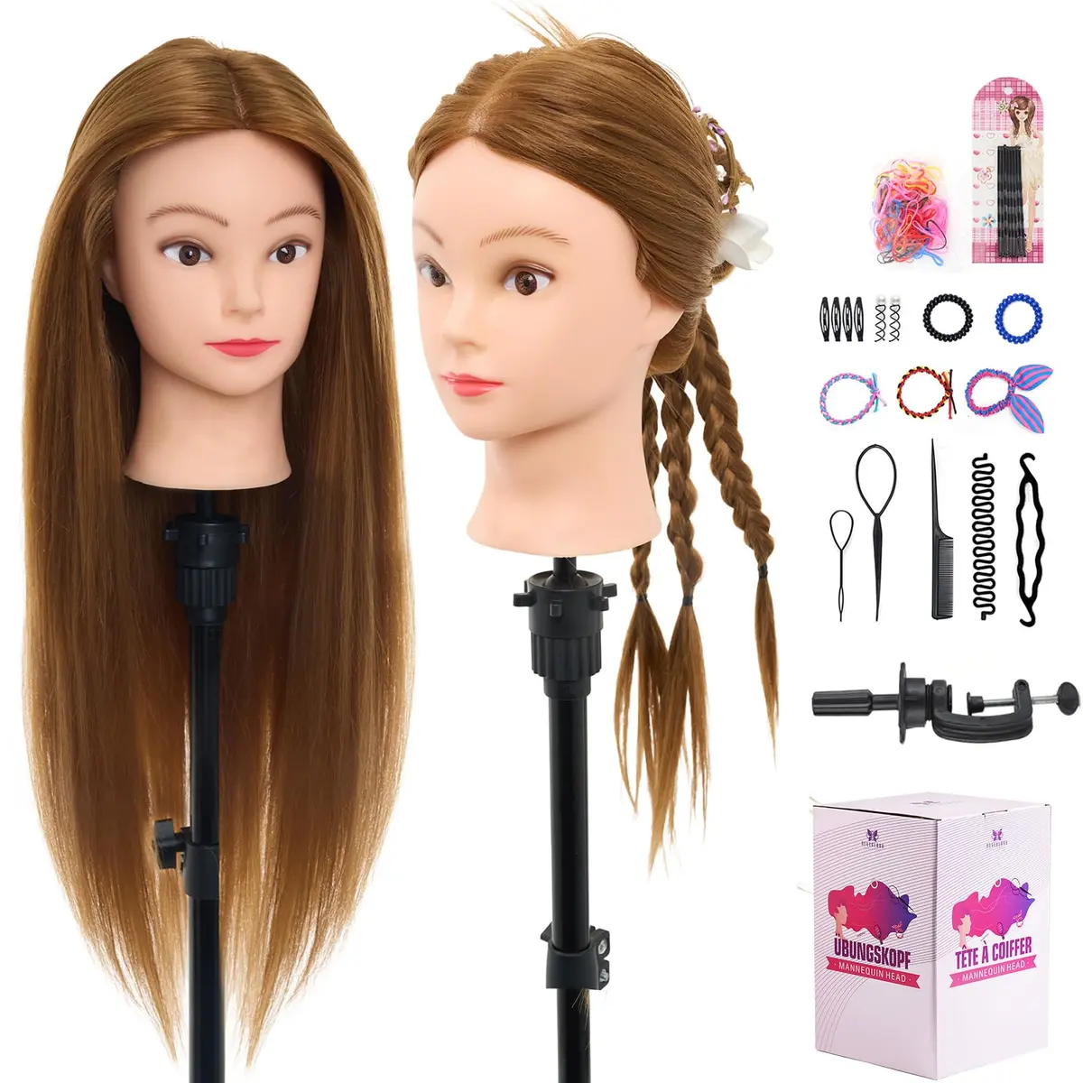 Neverland Beauty & Health Mannequin Head with 80% Human Hair 28 Inch | Salon & Training Head for Hairdresser - main product image