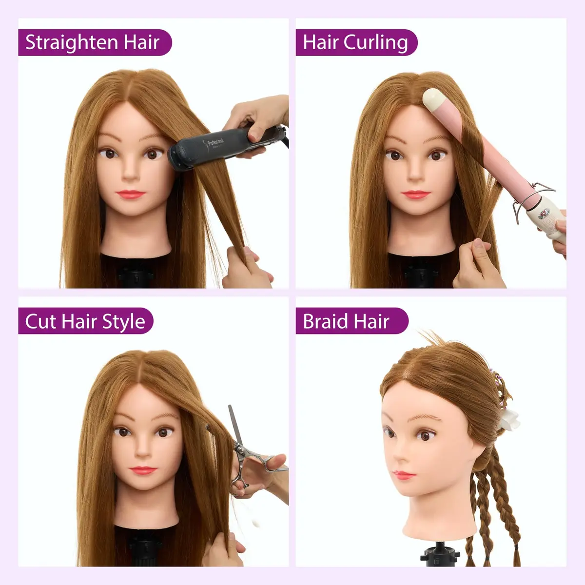 Neverland Beauty & Health Mannequin Head with 80% Human Hair 28 Inch | Salon & Training Head for Hairdresser - view 6
