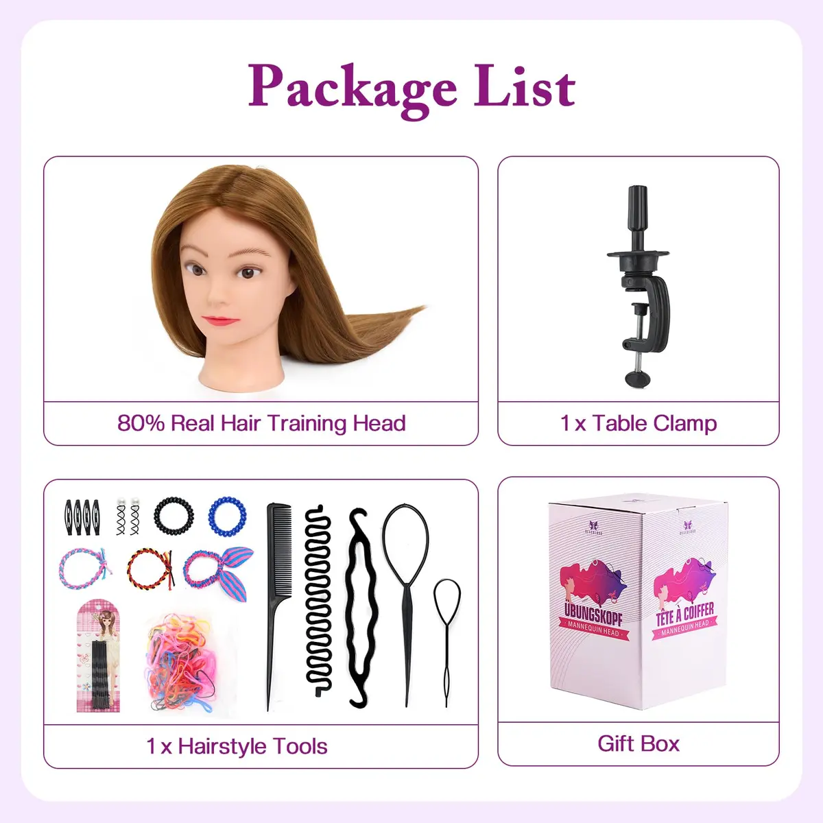 Neverland Beauty & Health Mannequin Head with 80% Human Hair 28 Inch | Salon & Training Head for Hairdresser - view 9