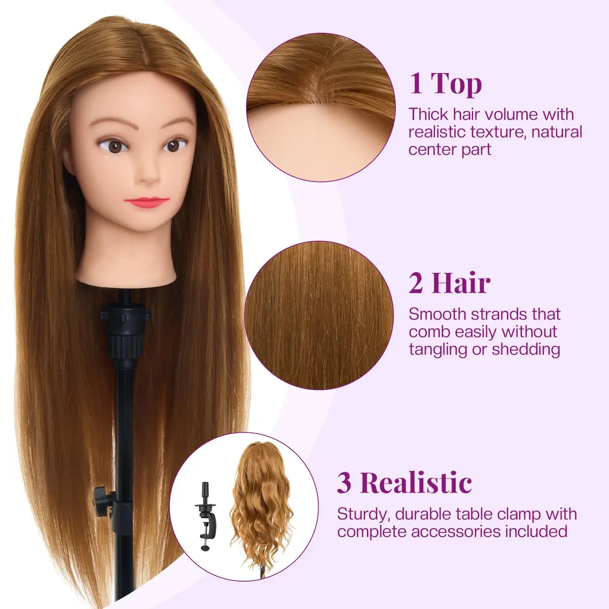 Neverland Beauty & Health Mannequin Head with 80% Human Hair 28 Inch | Salon & Training Head for Hairdresser - view 4