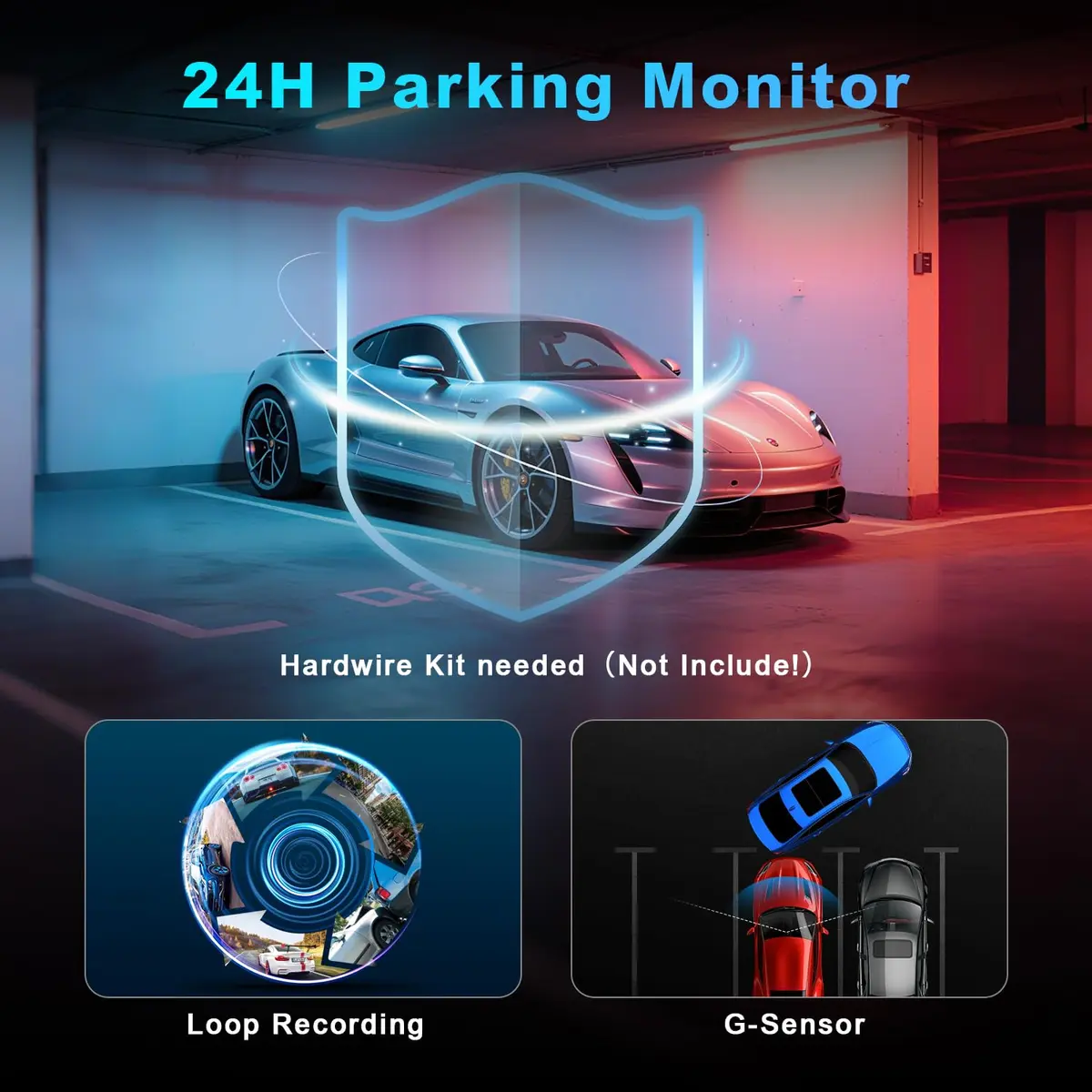 BOOGIIO 4K Dual Dash Cam with 64GB SD Card | 170° Wide Angle, Night Vision, WiFi, G-Sensor, 3" IPS Screen - view 2