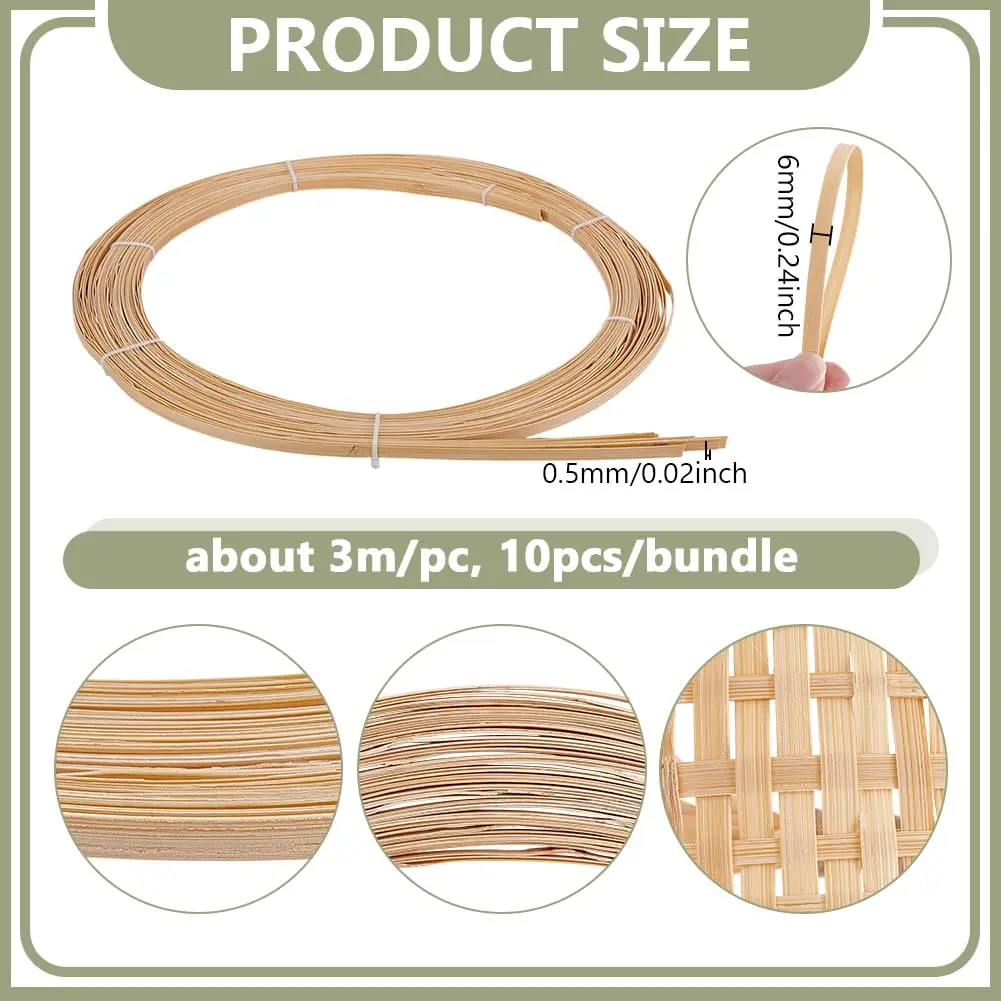 NBEADS Bamboo Strips for Weaving 32.8 Yards | 6mm Wide Flat Rattan Webbing for DIY Crafts - view 2