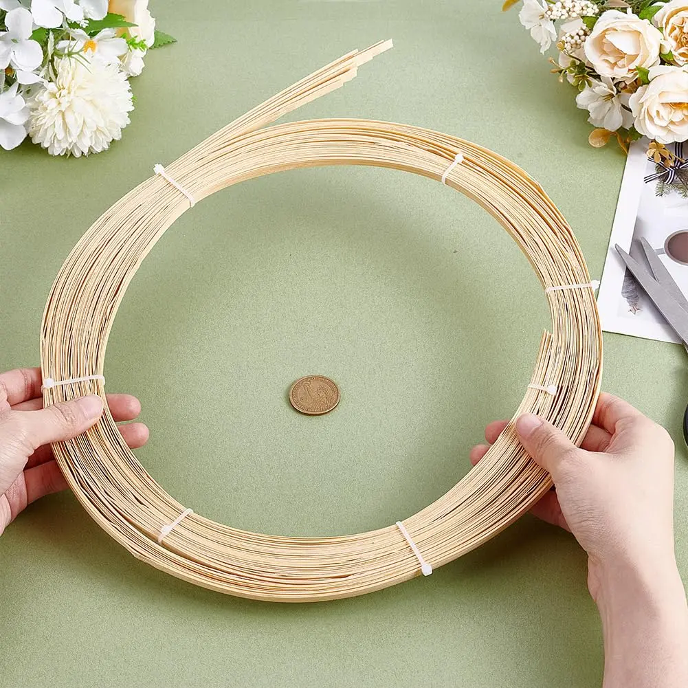 NBEADS Bamboo Strips for Weaving 32.8 Yards | 6mm Wide Flat Rattan Webbing for DIY Crafts - view 3