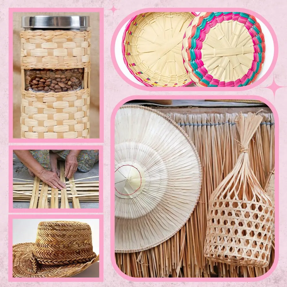 NBEADS Bamboo Strips for Weaving 8mm Wide (32.8 Yards Total) | Natural Wicker Rattan Webbing for DIY Basket Making & Furniture Repair - view 5