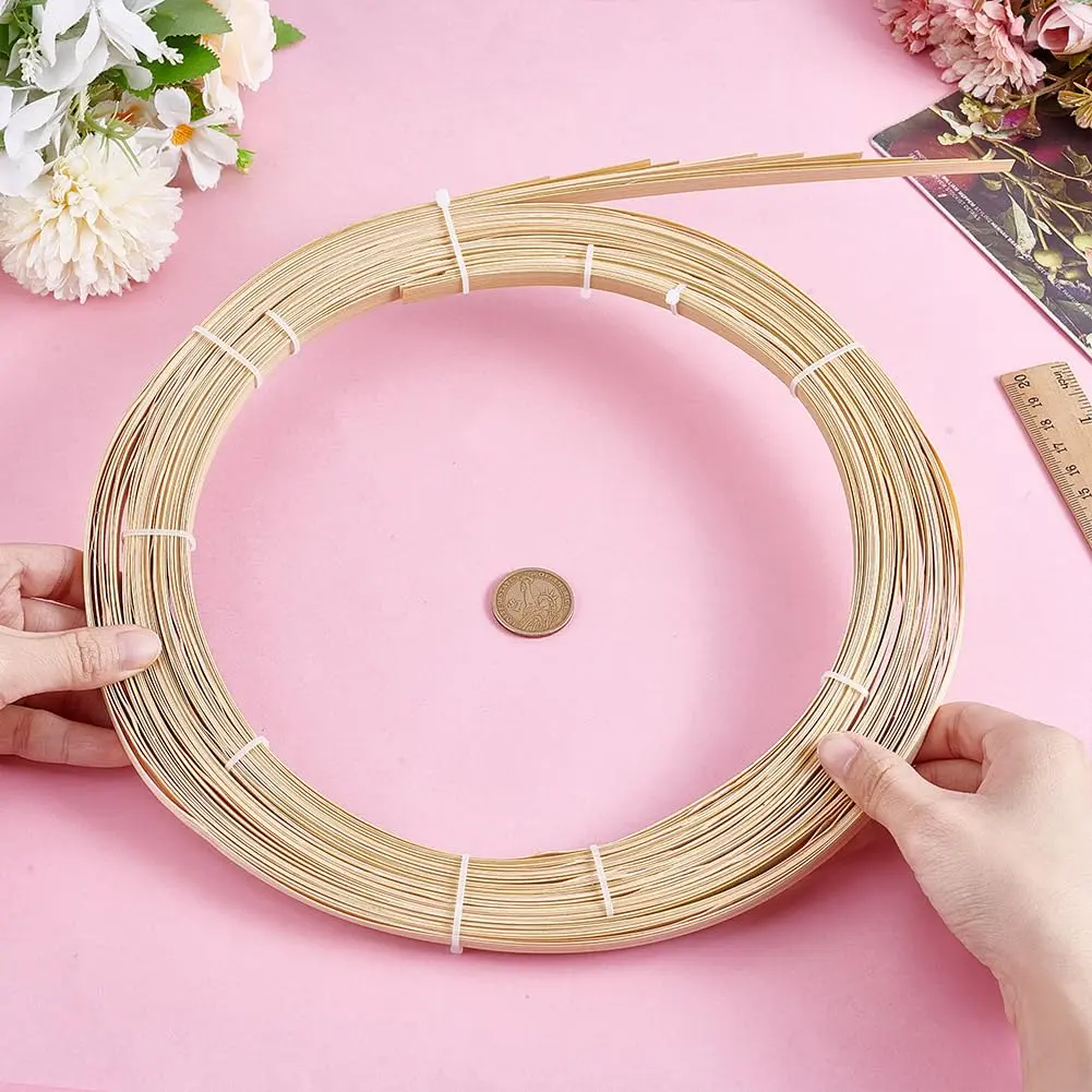 NBEADS Bamboo Strips for Weaving 8mm Wide (32.8 Yards Total) | Natural Wicker Rattan Webbing for DIY Basket Making & Furniture Repair - view 3