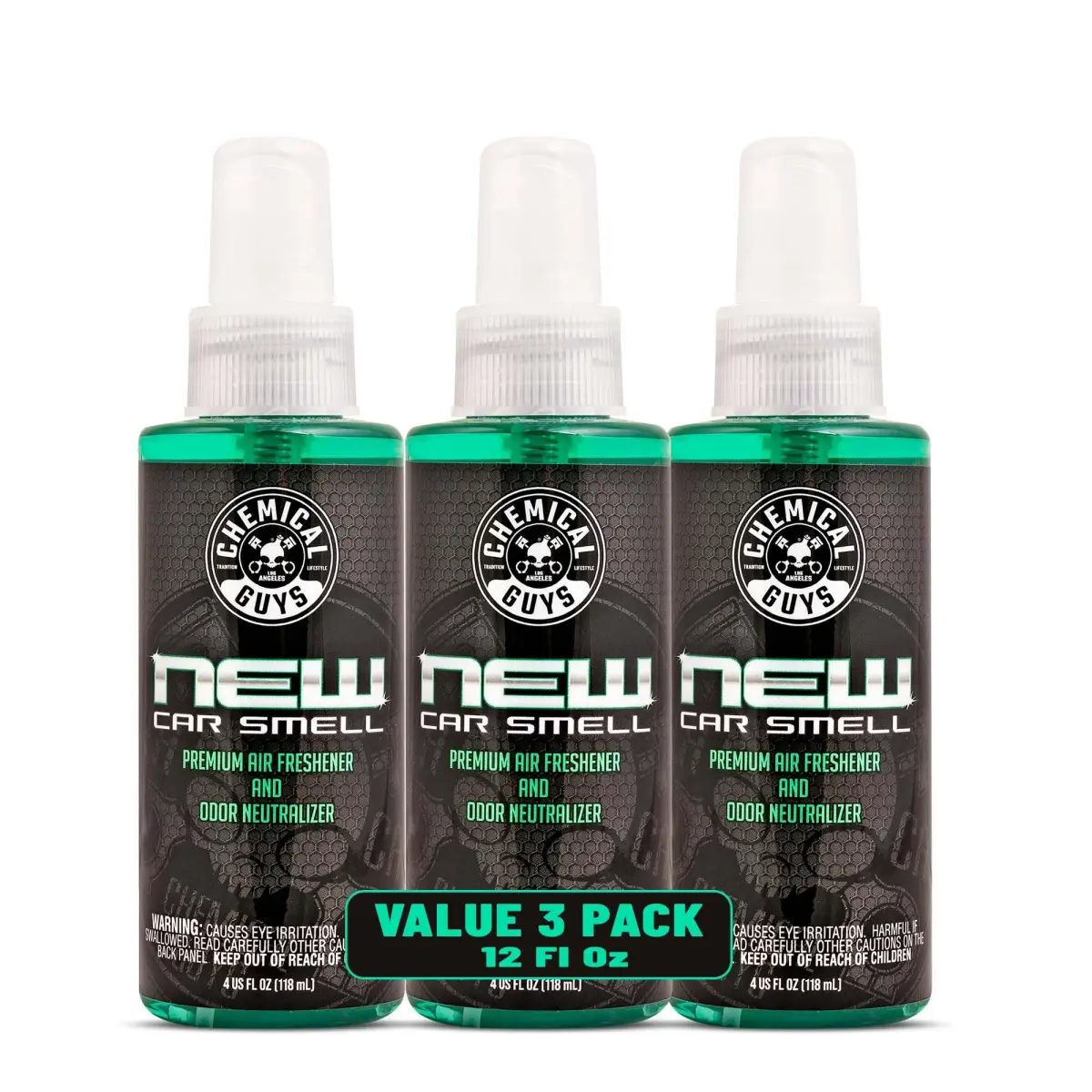 Chemical Guys New Car Smell Air Freshener & Odor Neutralizer 4 oz (120 ml) Bottles | 3 Pack - main product image