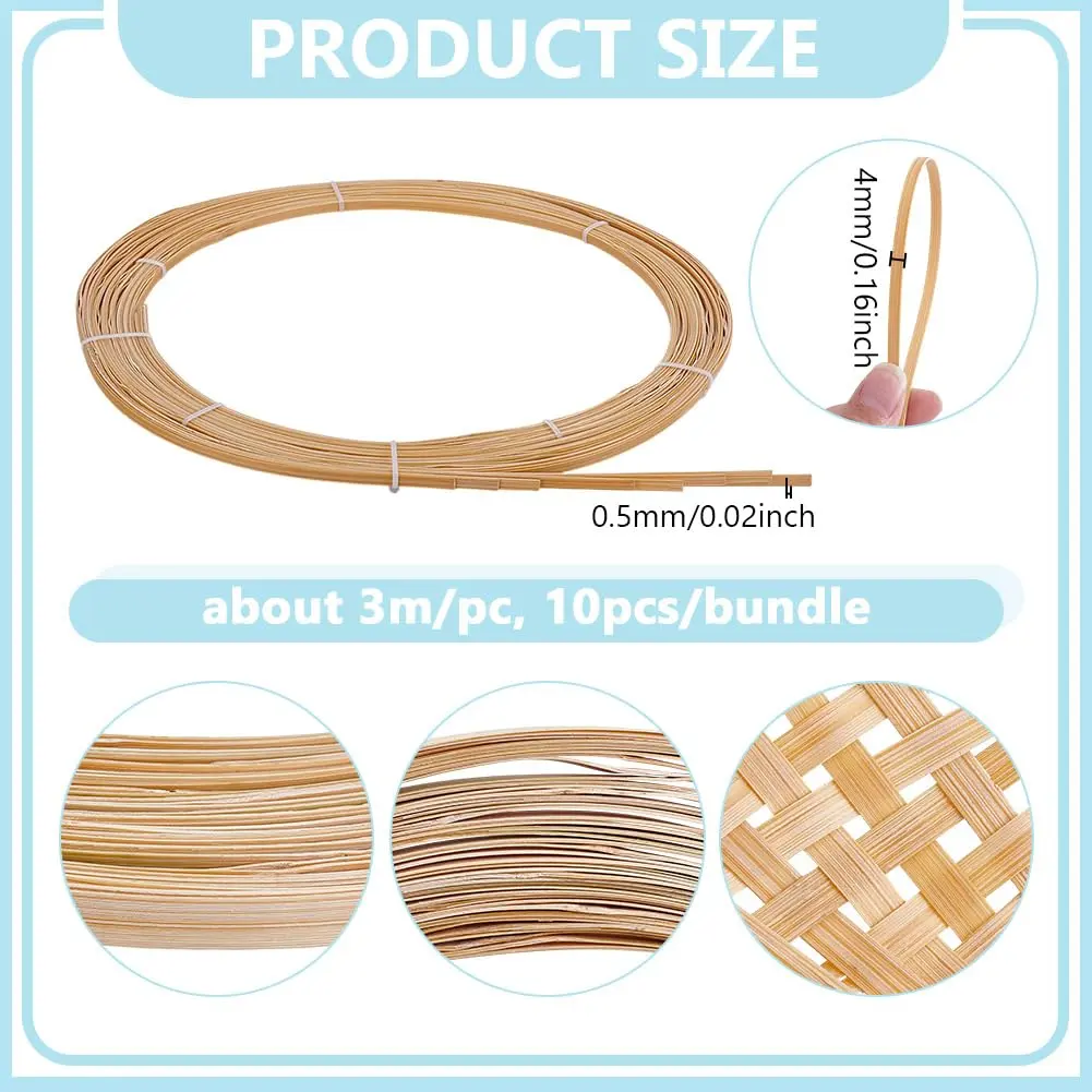NBEADS Bamboo Strips for Weaving, 4mm Wide Flat Wicker Rattan Webbing 30m (32.8 Yards) | DIY Basket Making Materials - view 2
