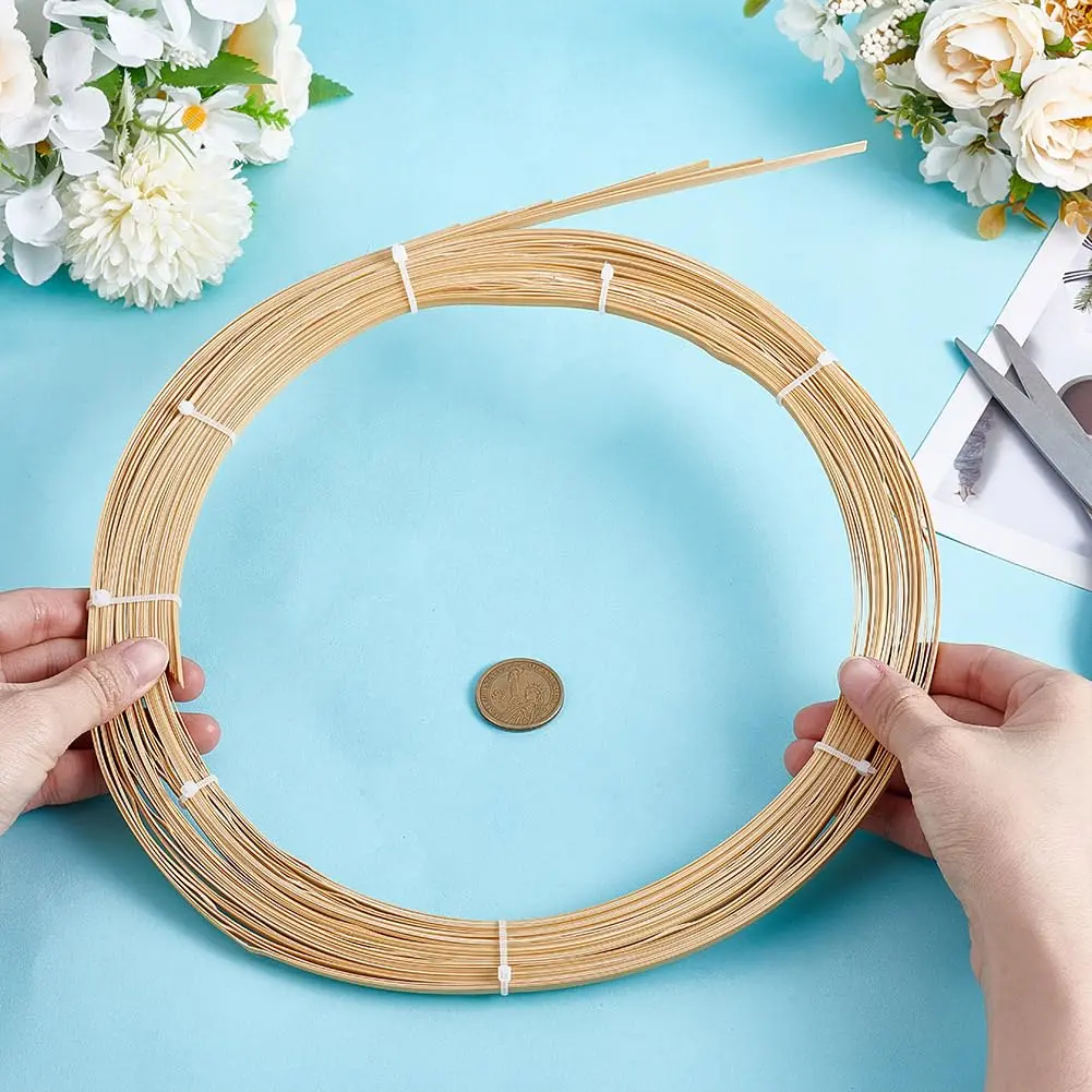 NBEADS Bamboo Strips for Weaving, 4mm Wide Flat Wicker Rattan Webbing 30m (32.8 Yards) | DIY Basket Making Materials - view 3