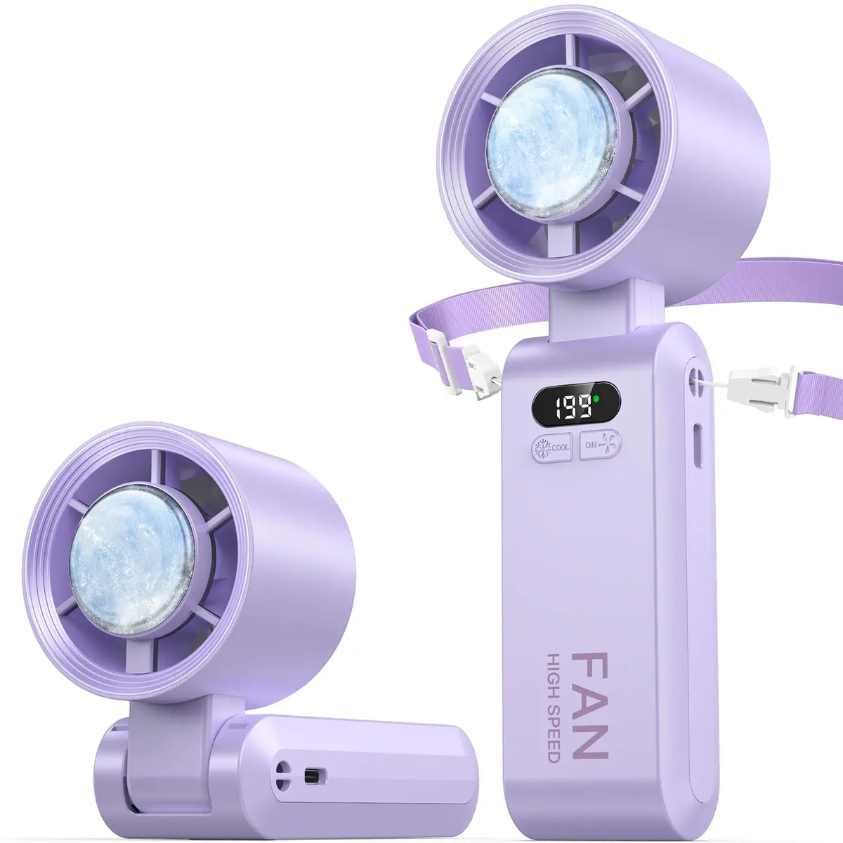Kimguard Handheld Portable Turbo Fan with Ice Cooler | 20H Runtime, 5500mAh Rechargeable, 20000 RPM, Purple - main product image