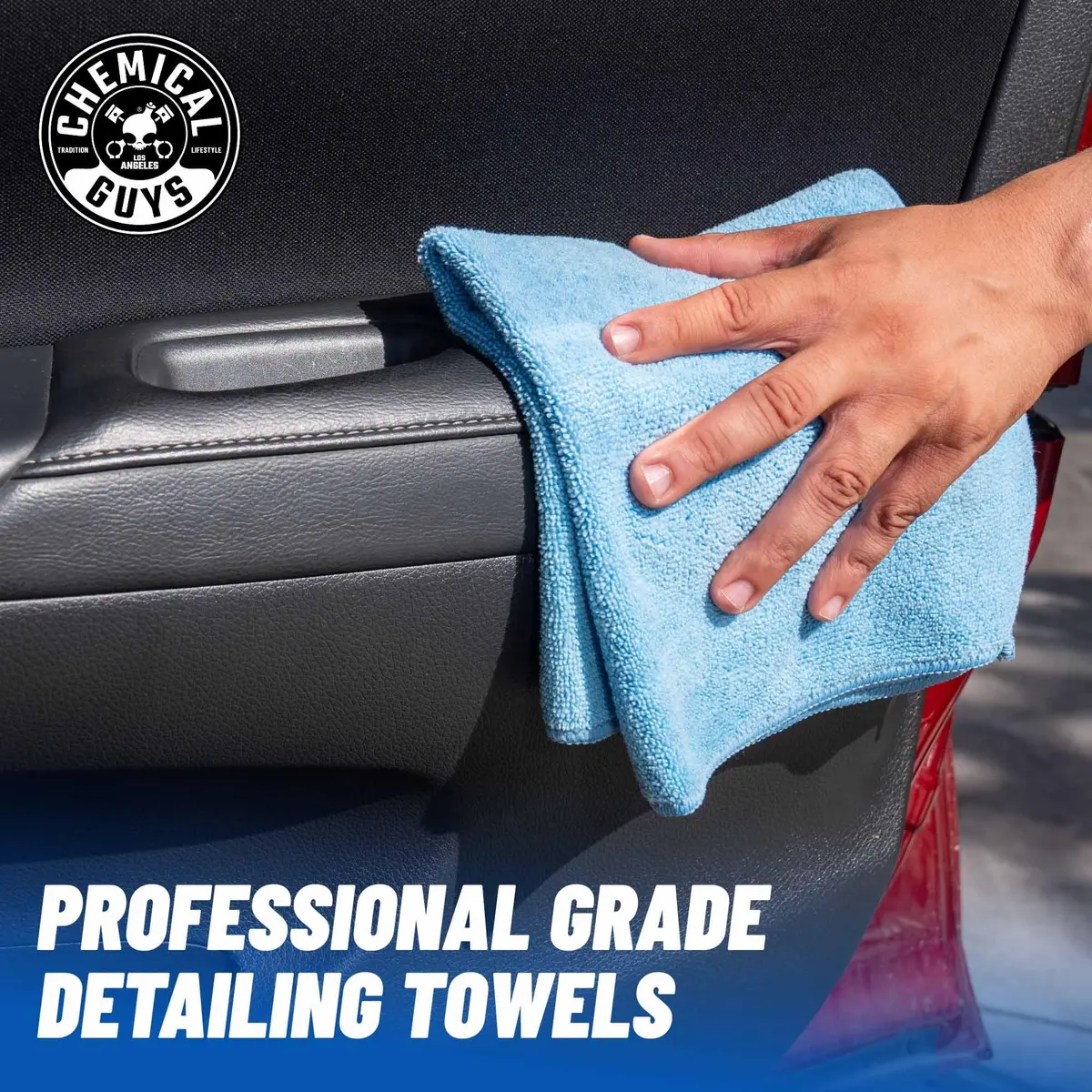 Chemical Guys Workhorse Microfiber Towels Blue 16 in | Professional-grade cleaning cloths for car & home - view 2