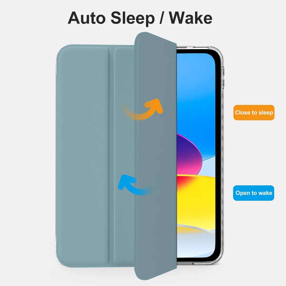 MYGROO Case for iPad A16 11th/10th Gen 2025/2022 | Misty Blue, Auto Wake/Sleep, Tri-Fold Stand - view 5