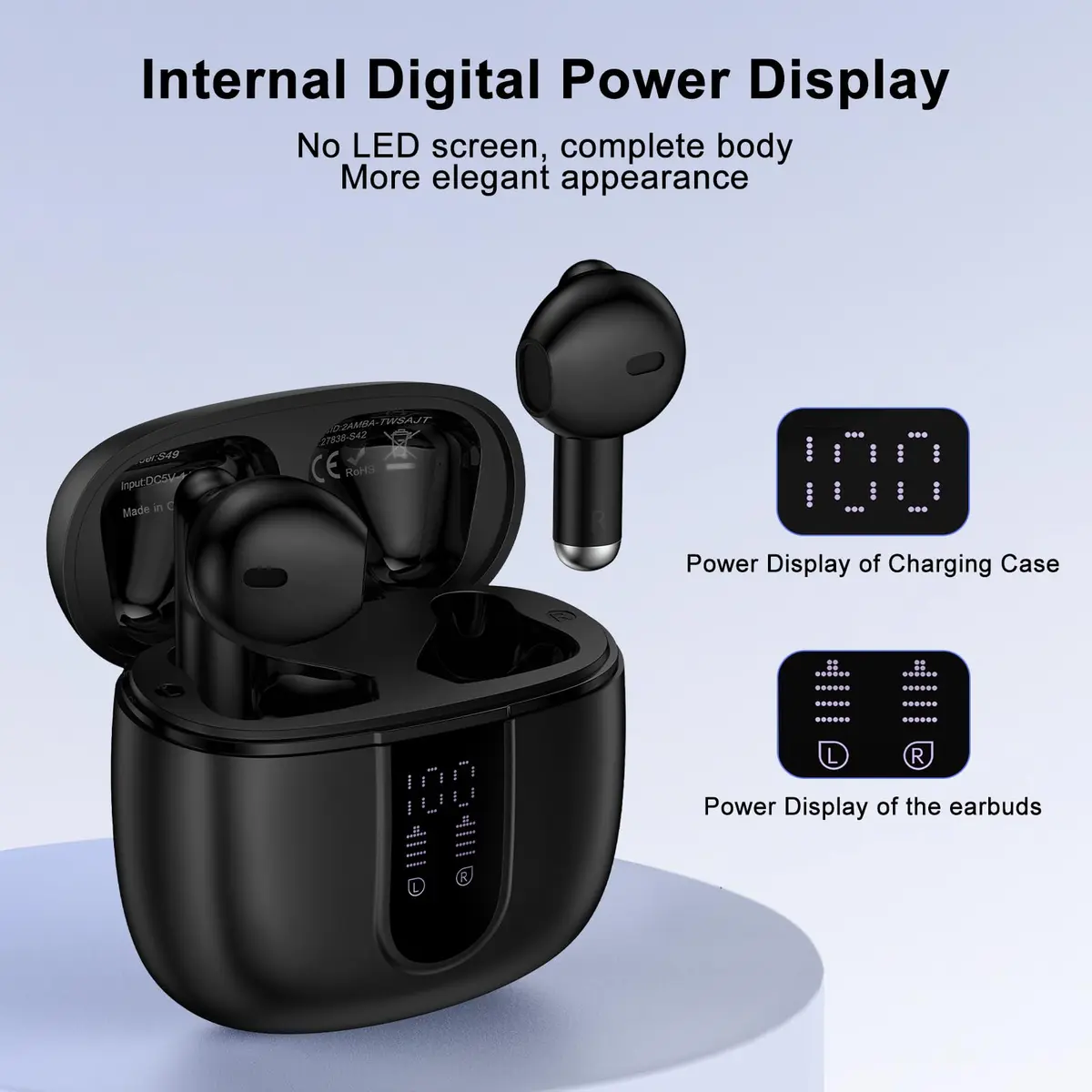 iHoto S49 Wireless Earbuds Bluetooth Headphones 30mAh (0.03Ah) | ENC Noise Cancelling, IP7 Waterproof, 40H Playtime - view 7