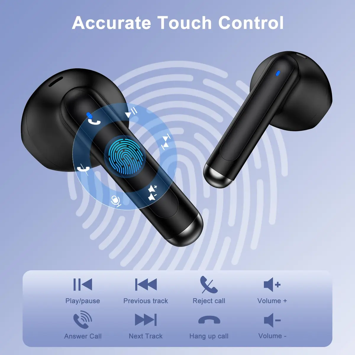 iHoto S49 Wireless Earbuds Bluetooth Headphones 30mAh (0.03Ah) | ENC Noise Cancelling, IP7 Waterproof, 40H Playtime - view 2