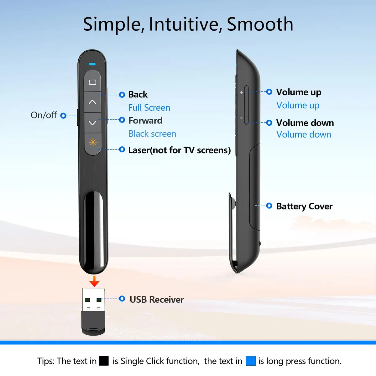 Norwii N27 Bluetooth Presentation Clicker Red | 100m Wireless Range - view 6