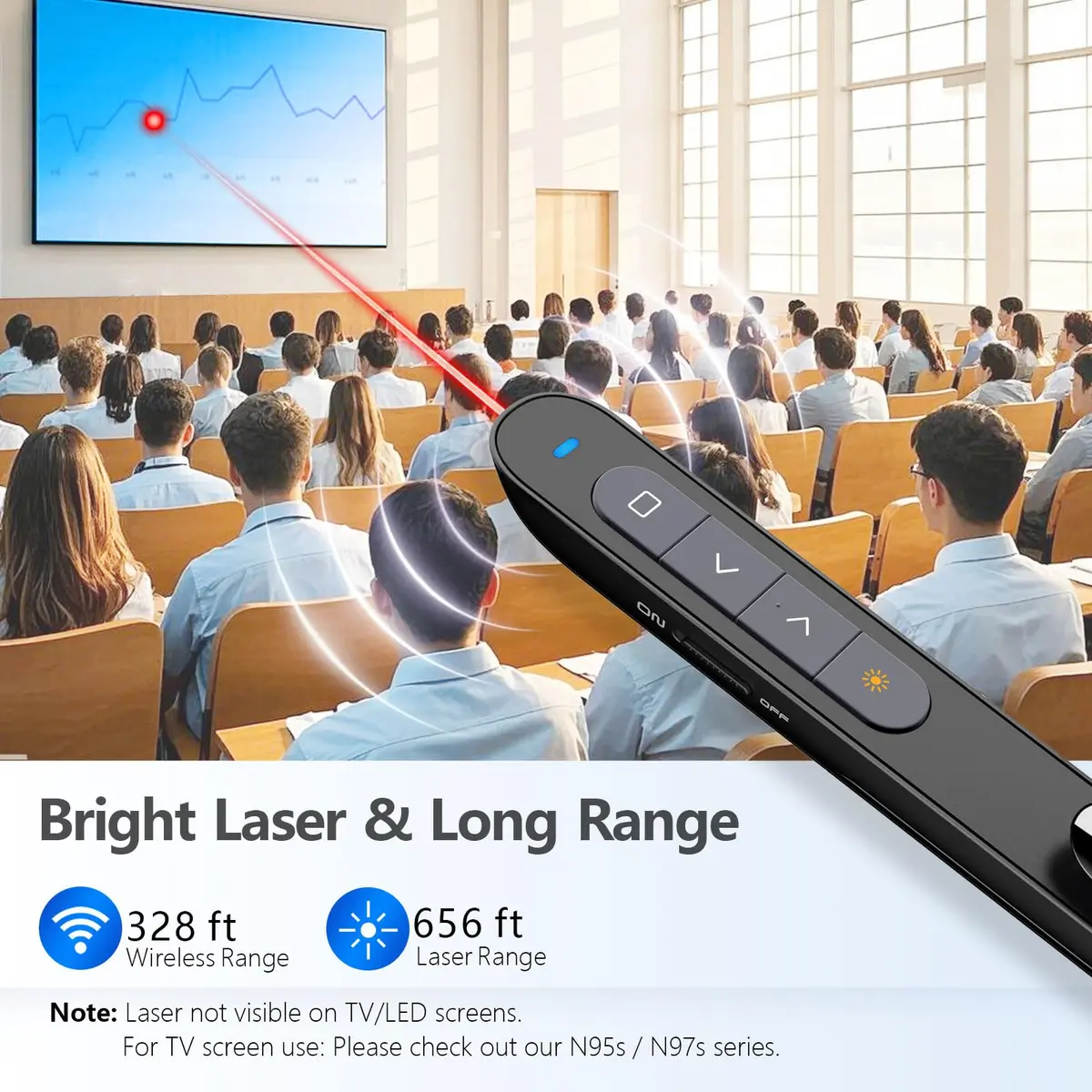 Norwii N27 Bluetooth Presentation Clicker Red | 100m Wireless Range - view 3