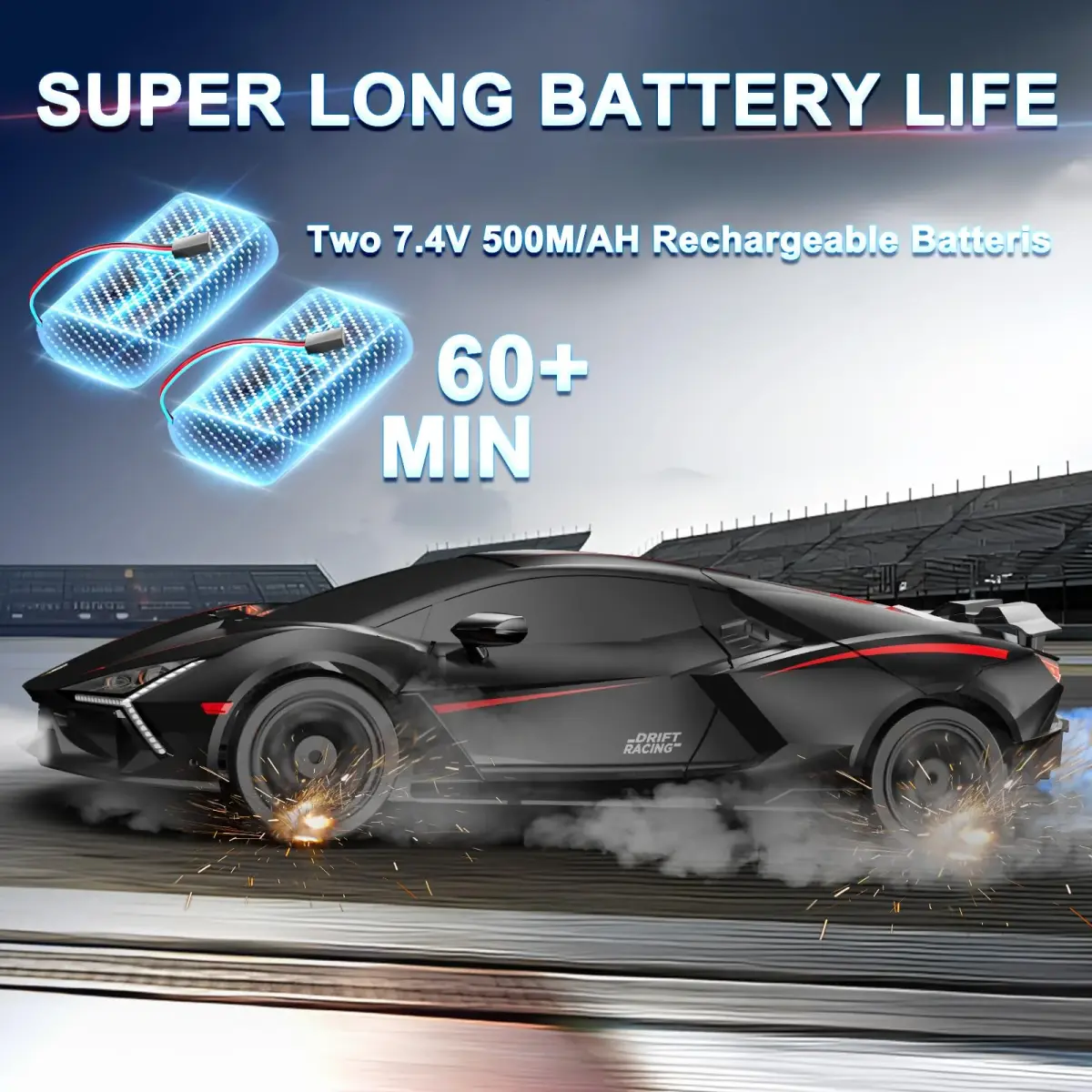 Desdoni Black-2 RC Drift Car 1:16 Scale 4WD High-Speed Remote Control Toy with LED Lights & Spray - view 4