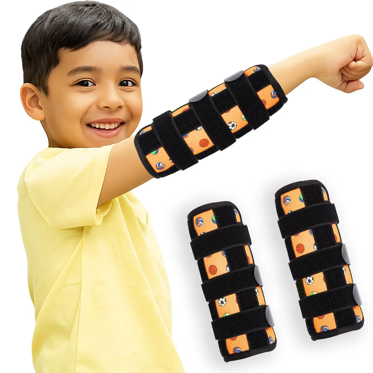JFHNMLW Yellow Ball Sports Thumb Sucking Deterrent Elbow Guard 17.7cm (7in) | Gentle Habit Breaker for Kids - main product image