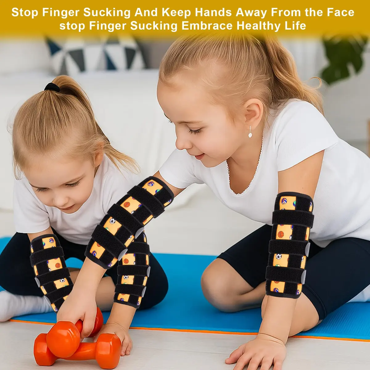 JFHNMLW Yellow Ball Sports Thumb Sucking Deterrent Elbow Guard 17.7cm (7in) | Gentle Habit Breaker for Kids - view 6